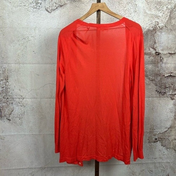 GAP orange cardigan sweater size L v-neck longer length long sleeve pockets - Picture 5 of 5